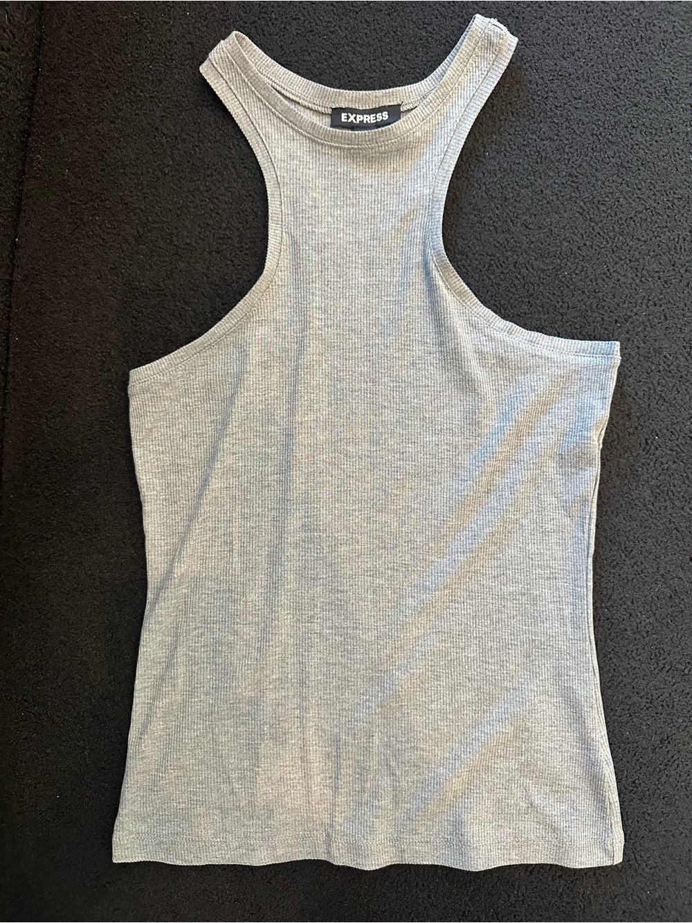 Express Essential Fitted Ribbed High Neck Sleeveless Tank
